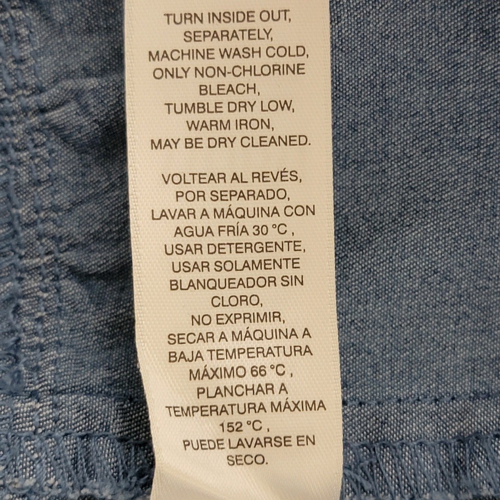 WHBM Peplum Zip Front Shacket Women XL Blue Chambray Denim Utility Fall Jacket - Picture 10 of 10